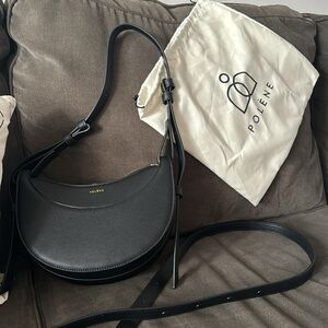 Black leather shoulder bag